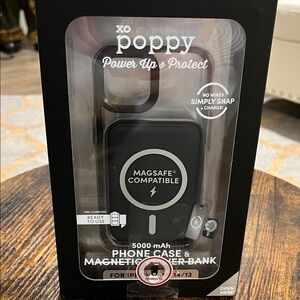 XO Poppy Black MagSafe Compatible Phone Case & Power Bank for iPhone 14/13